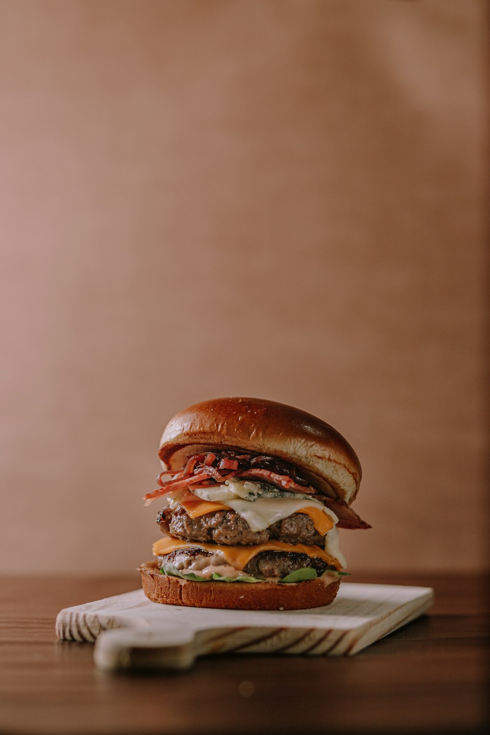 burger on white ceramic plate