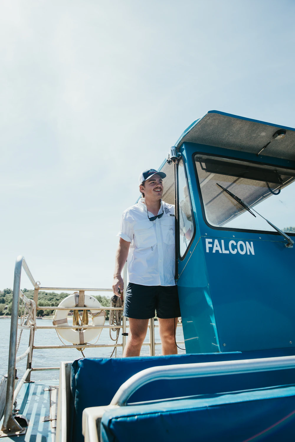 Portrait of polar historian aboard a boat