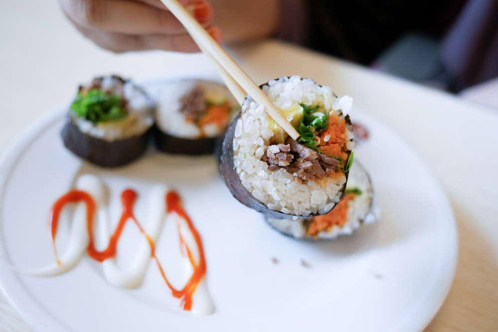 sushi on white ceramic plate