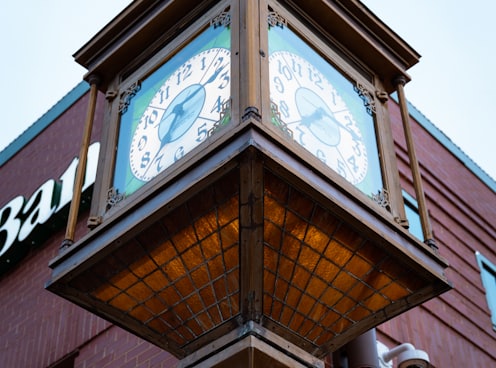 brown and white wooden framed analog clock