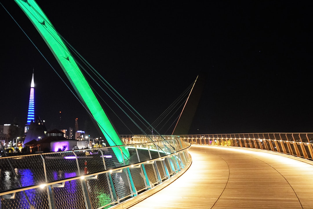 blue and white lighted bridge during night time