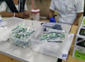 A team preparing medical supplies for transport.