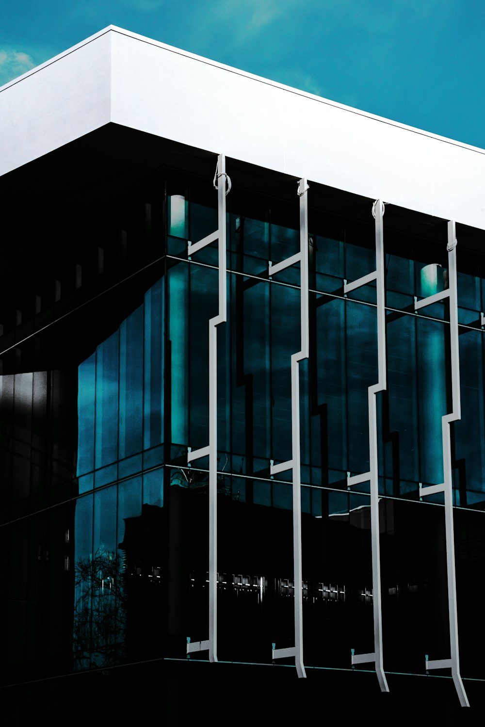 white and blue concrete building