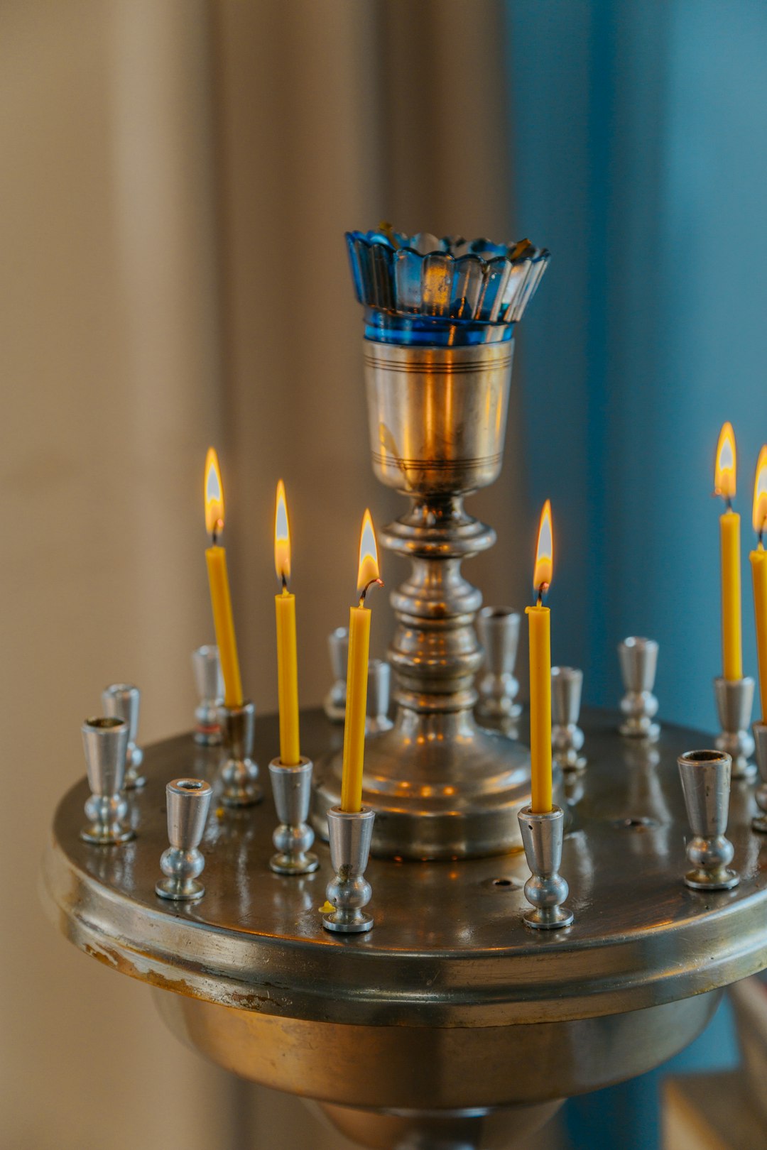 gold and silver candle holder