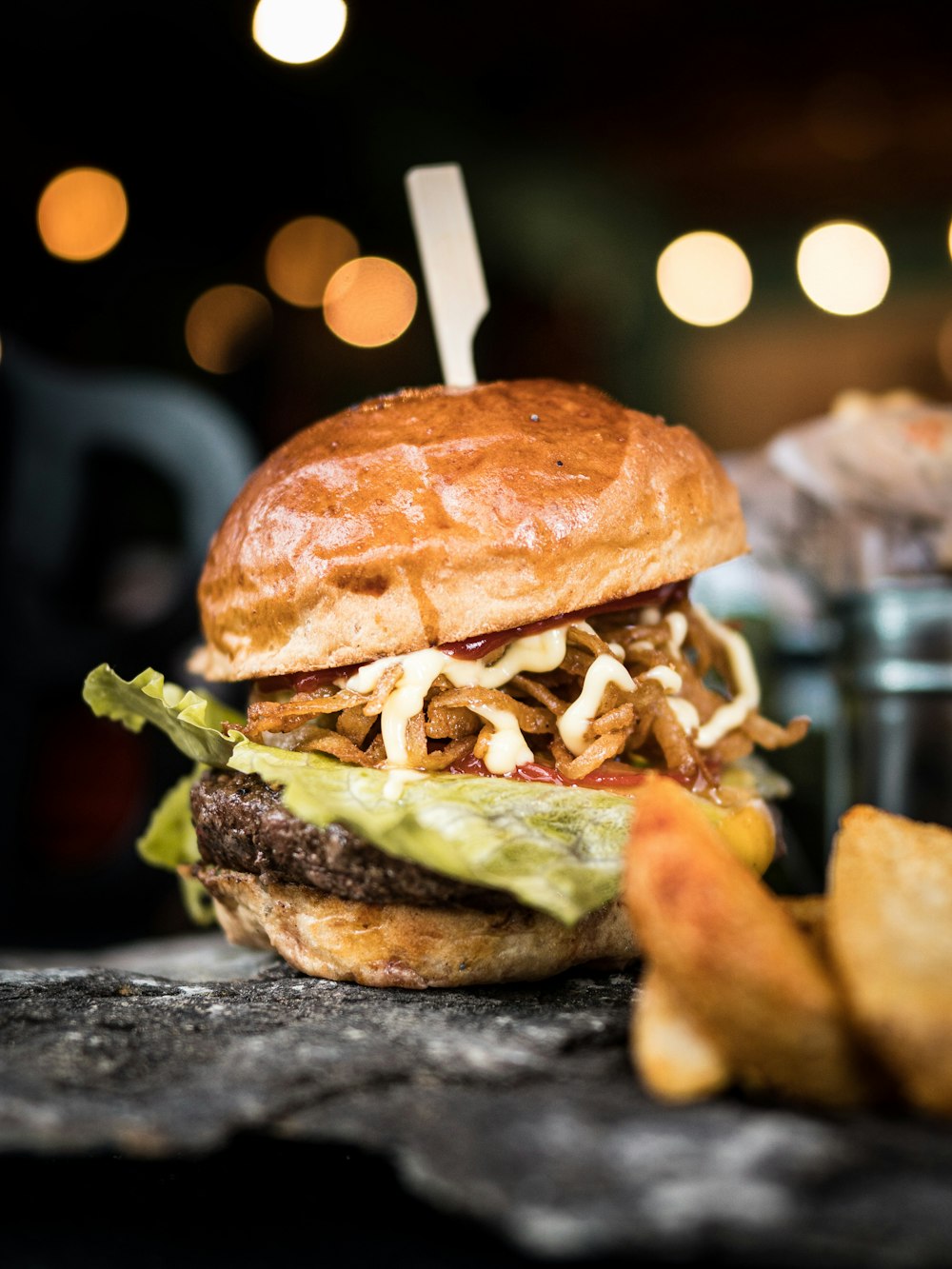 burger with lettuce and cheese