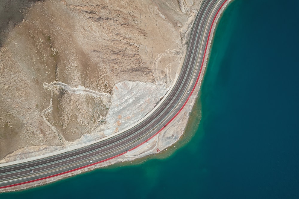 aerial view of a lake