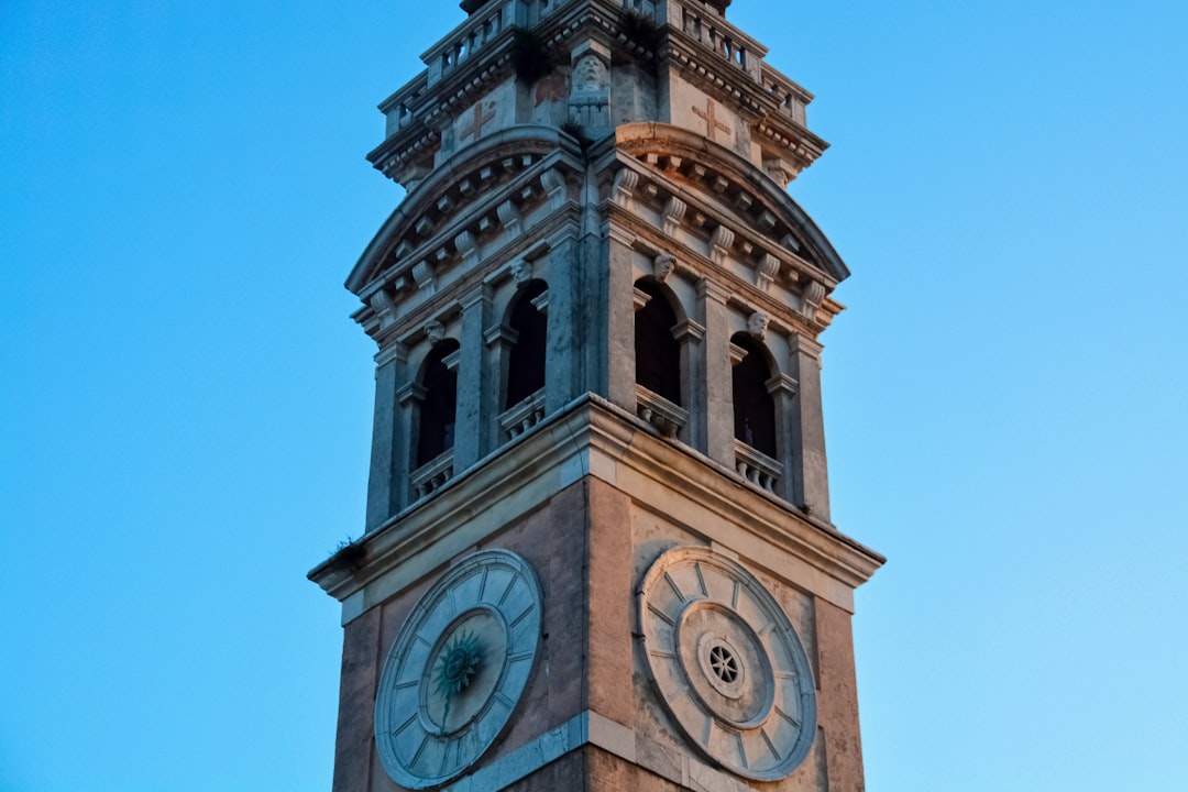 brown and white tower clock