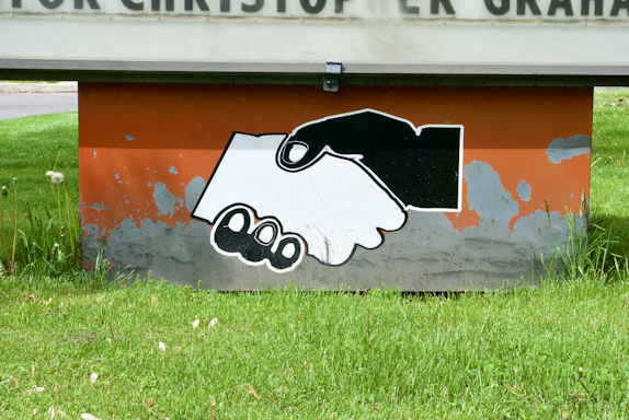 black and white cow graffiti on orange wall