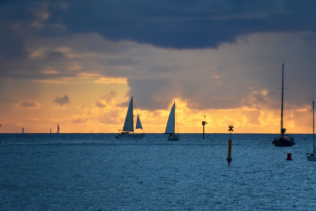 silhouette of people on sail boat on sea during sunset
