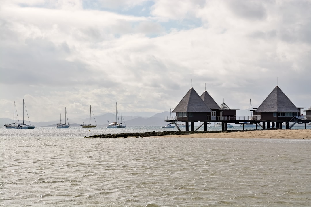 brown wooden house on white sand beach during daytime