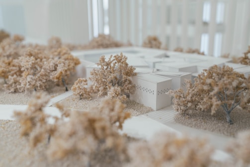 white and brown miniature house