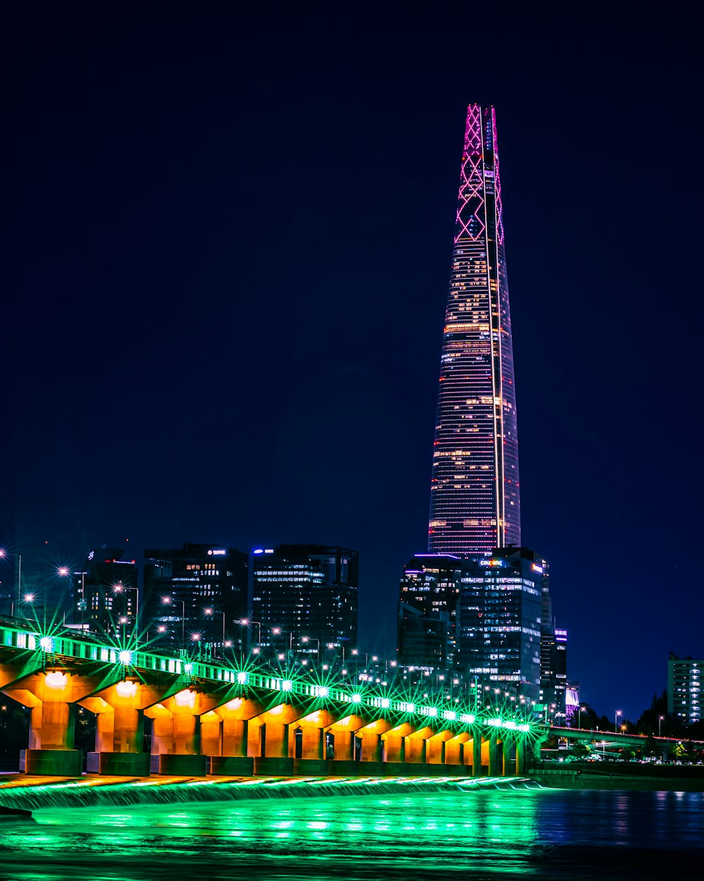 high rise building during night time