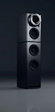 A compact Bluetooth speaker emitting sound waves with a modern design.
