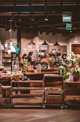 people standing in front of food counter