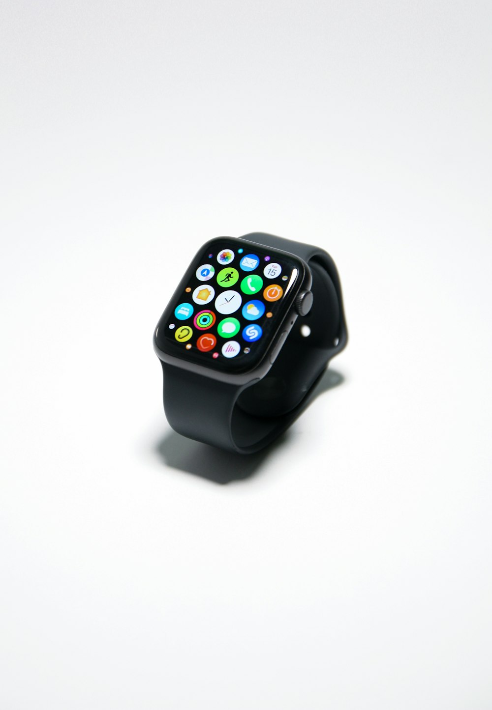 black smart watch with white background