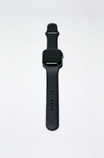 black apple watch with black sport band