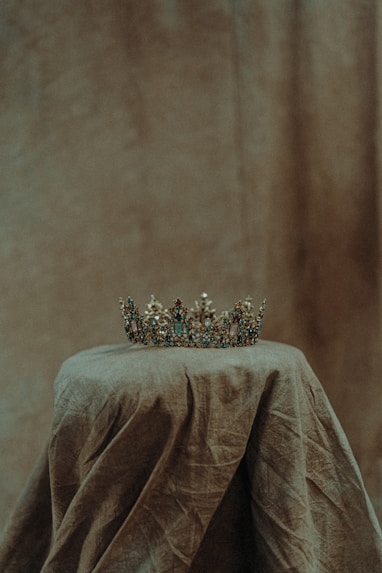 jeweled crown on pillow