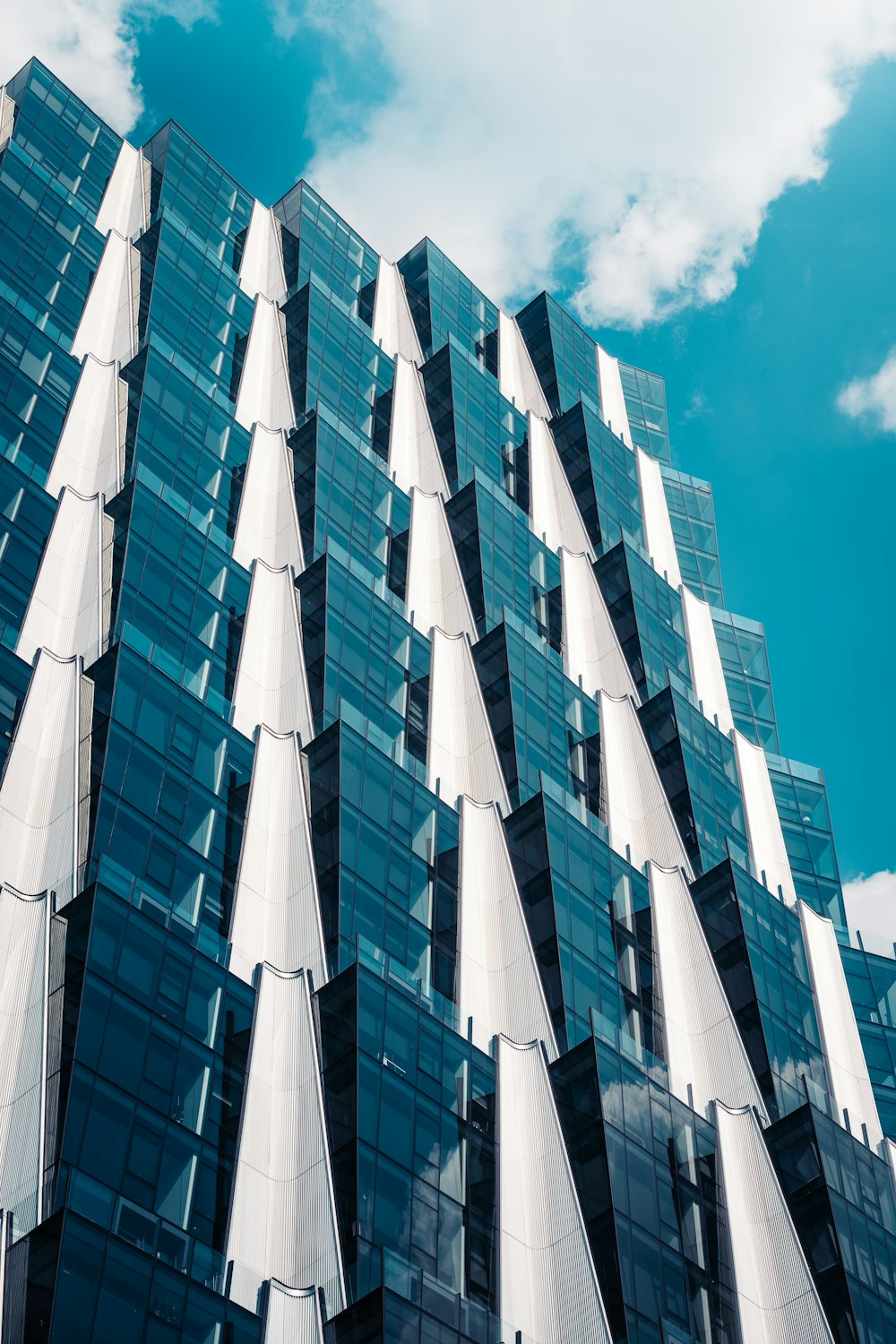 white and blue concrete building