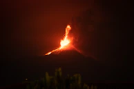burning on fire during night time