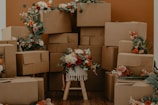 white and red flowers on brown cardboard box