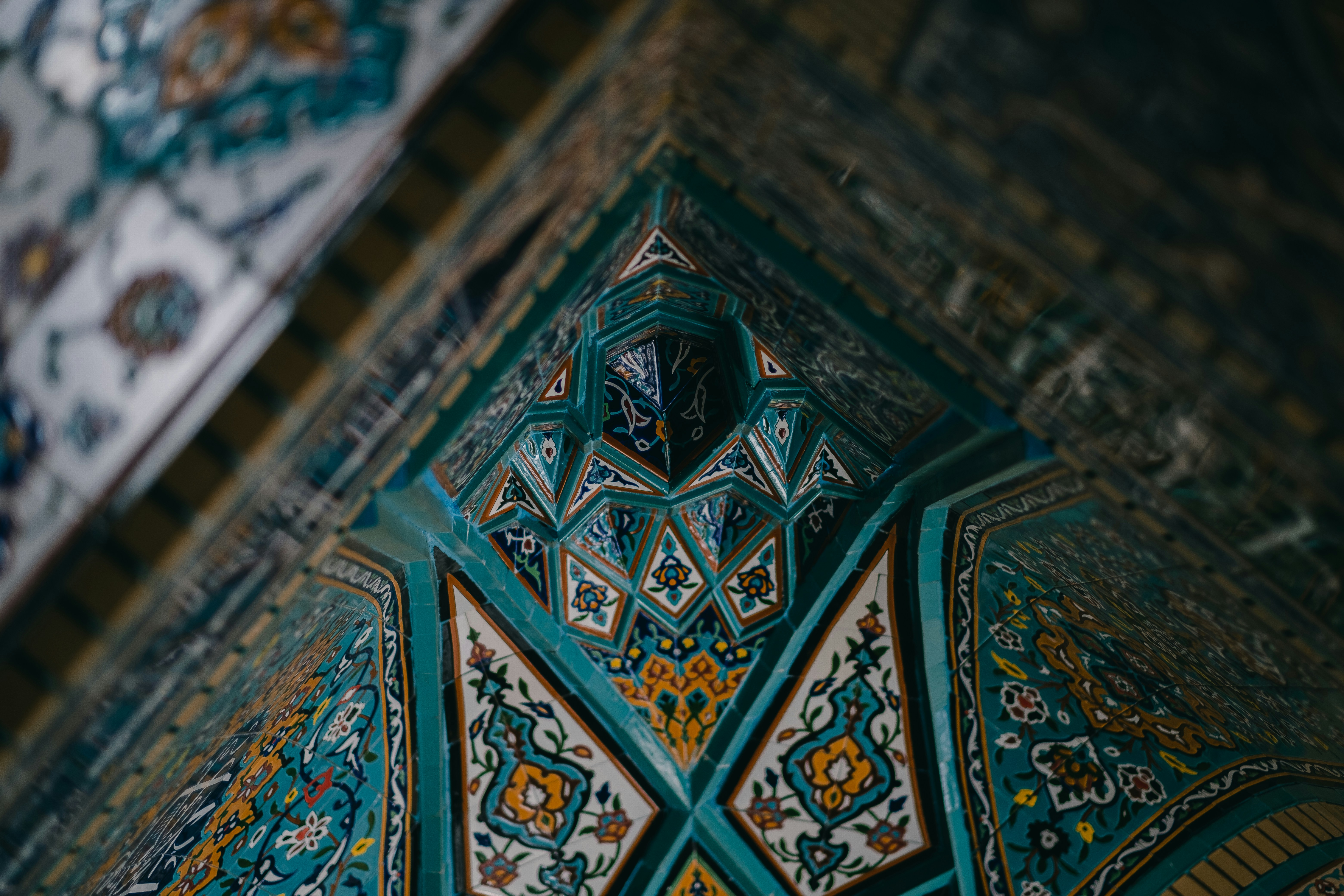 Geometric patters on a mosque pillar.