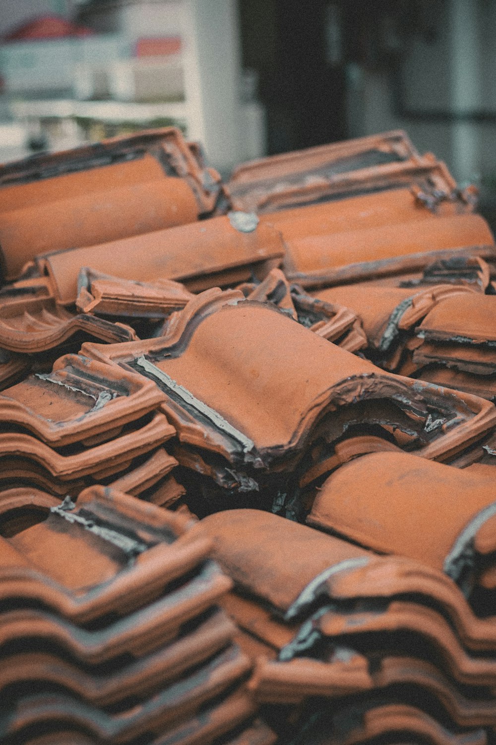 brown roof tiles in close up photography