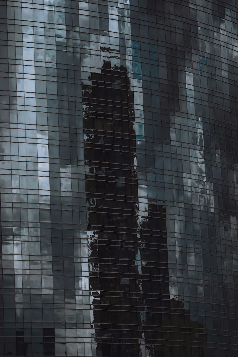 white and blue glass window building