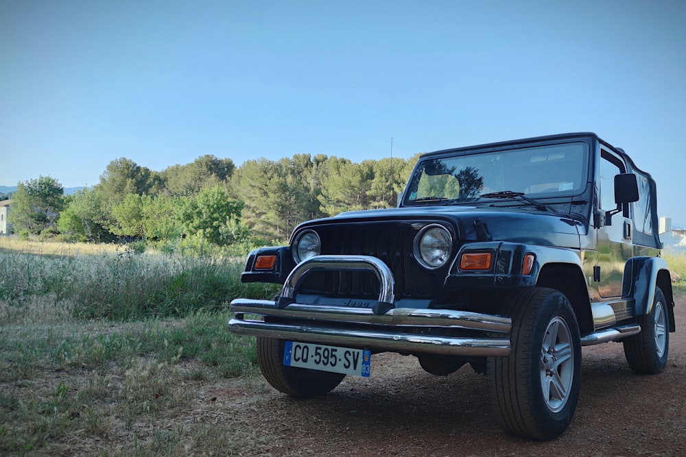 black car on green grass field during daytime