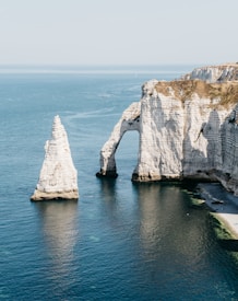 white rock formation on blue sea during daytime