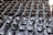 Rows of ceramic ashtrays shaped like open clamshells, each filled with an unlit cigar, are arranged in an orderly fashion.