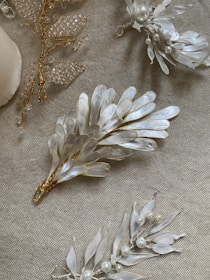 white flower on white textile
