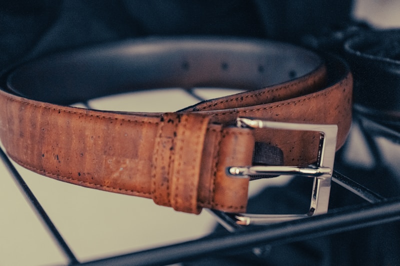 Leather belt with brass buckle