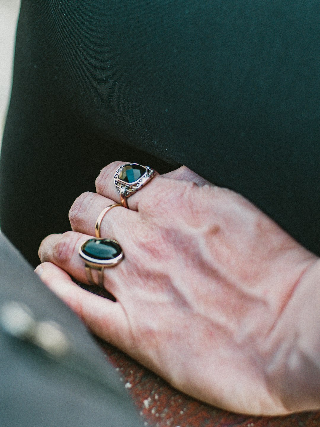 silver and blue stone ring