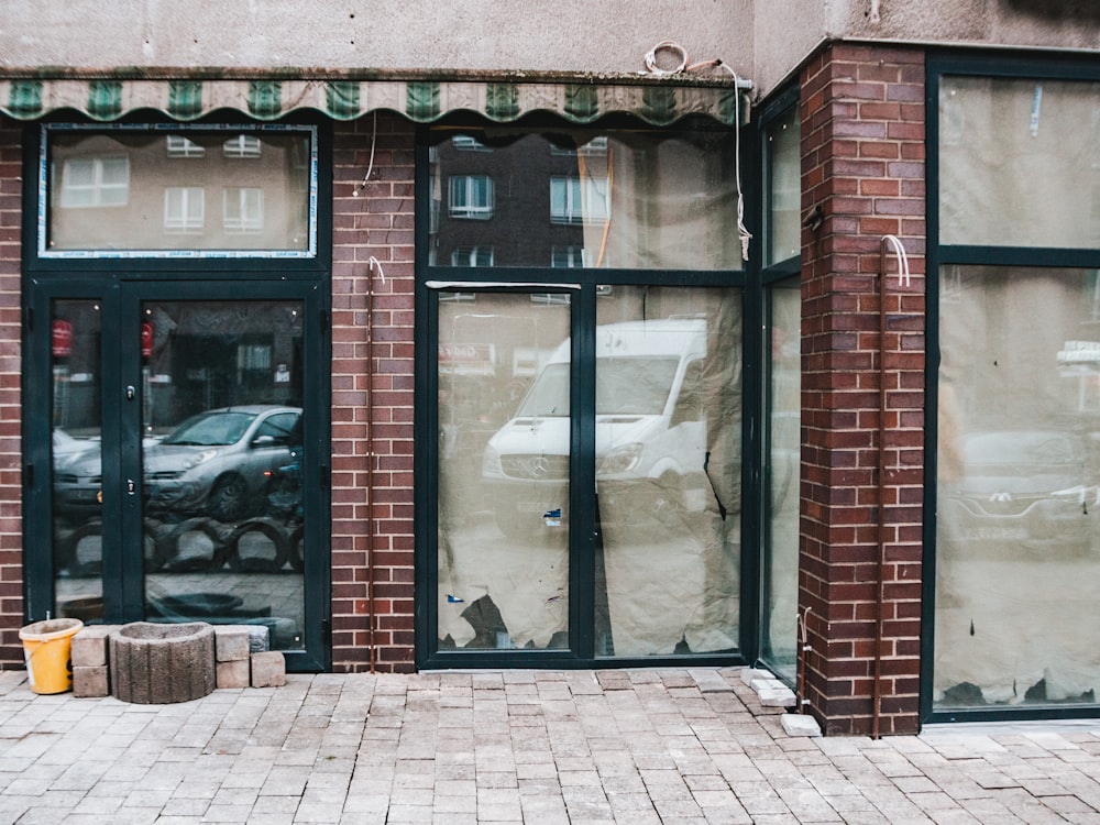 black and brown brick building