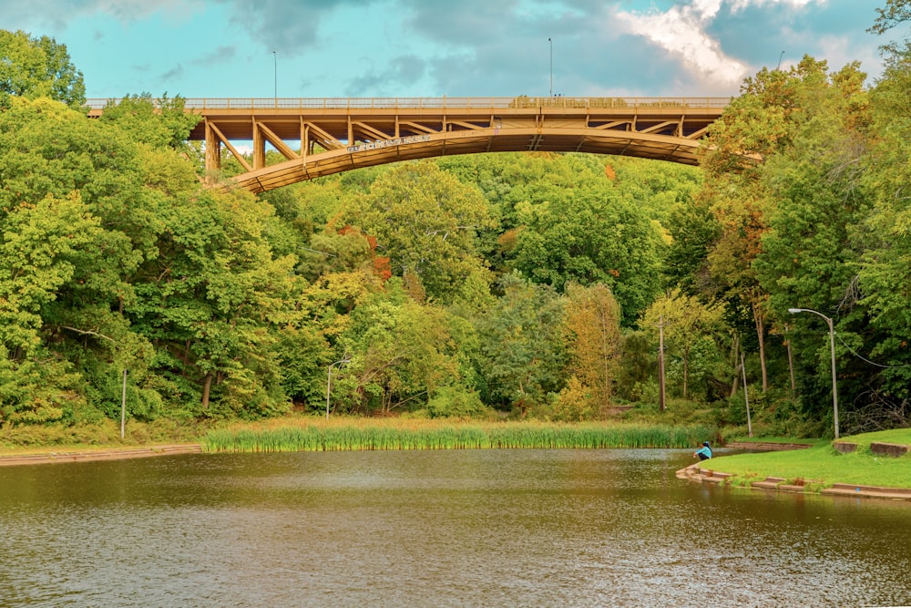 people riding on blue boat on river under bridge during daytime