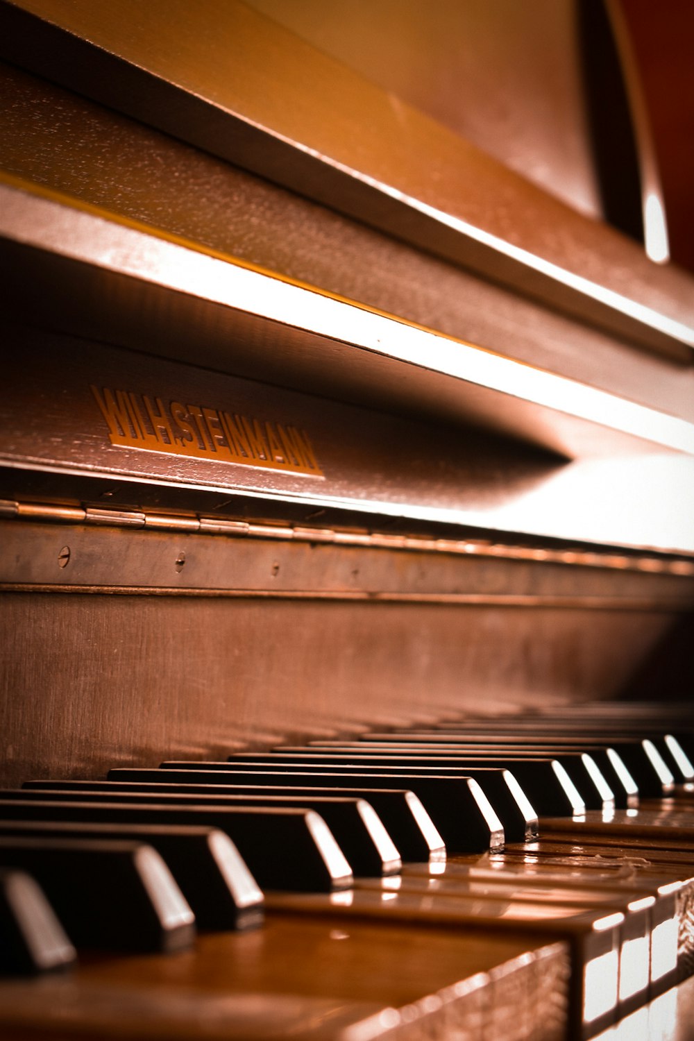 brown and white piano keys