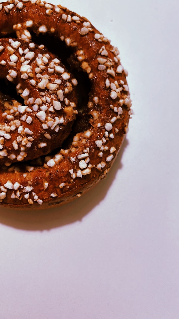 Chocolate doughnut on white table