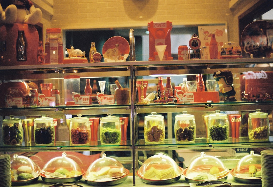 assorted ice cream on display counter