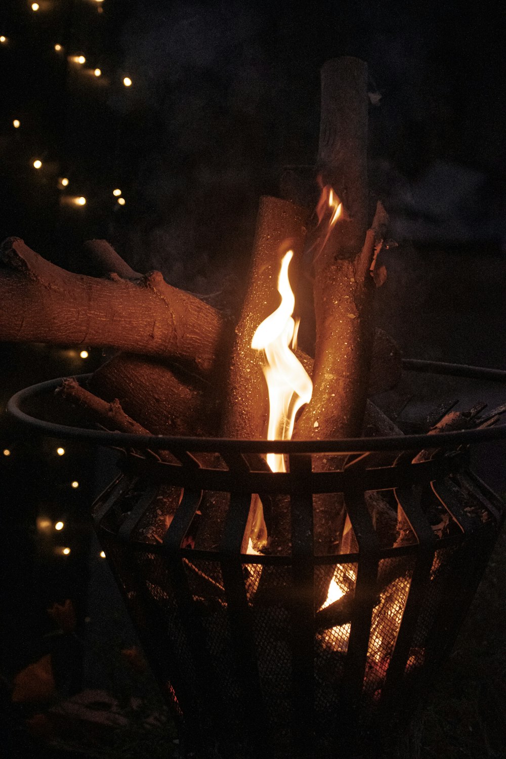 fire in brown fire pit