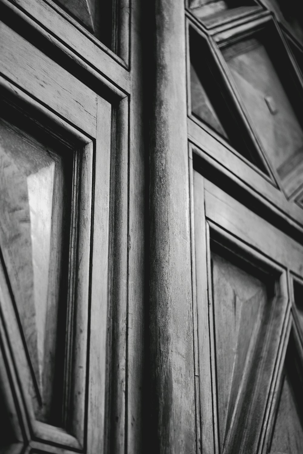 brown wooden framed glass window