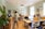 A busy office environment with an AI receptionist in action.