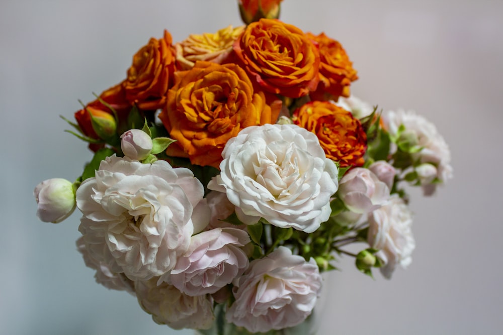 white and orange flower bouquet