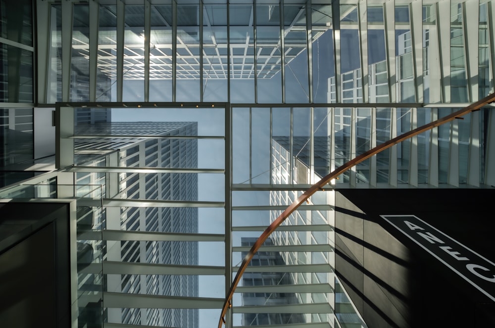 white and black glass walled building