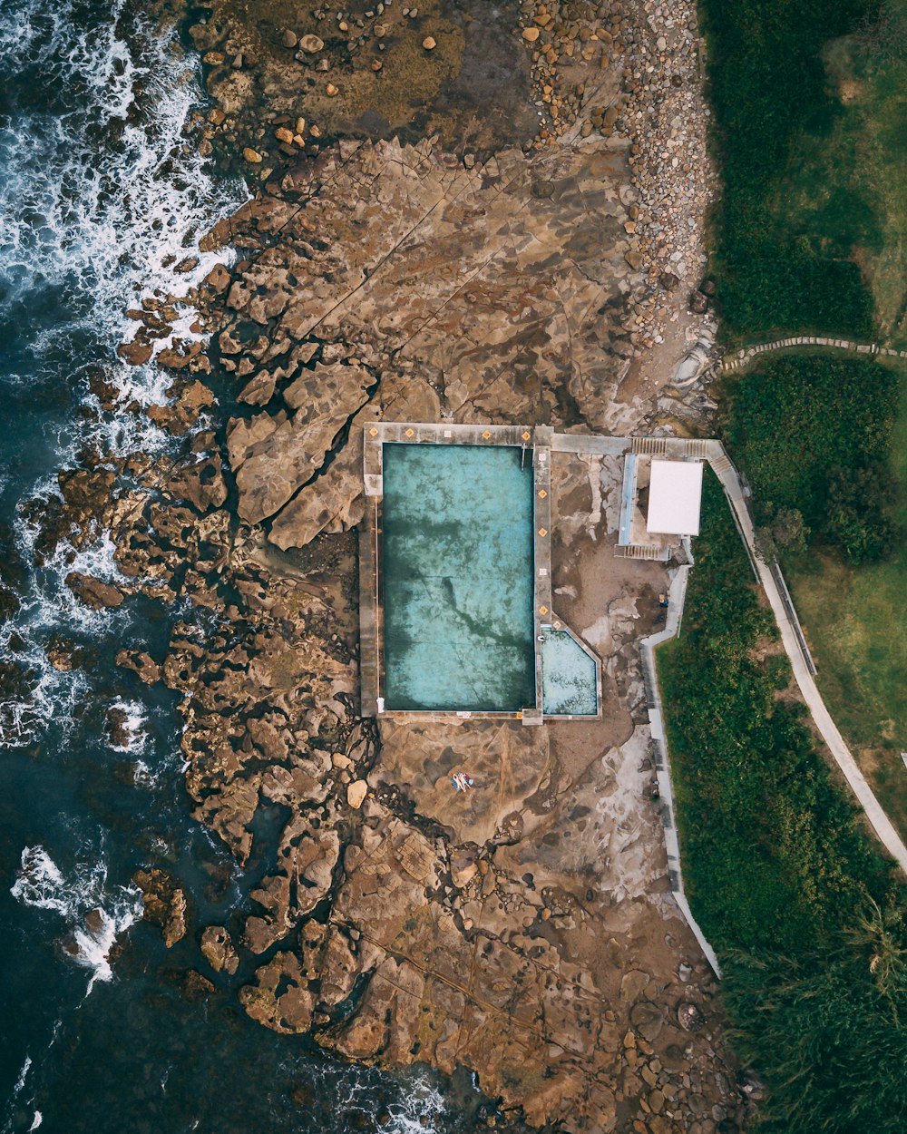 aerial view of green and brown land