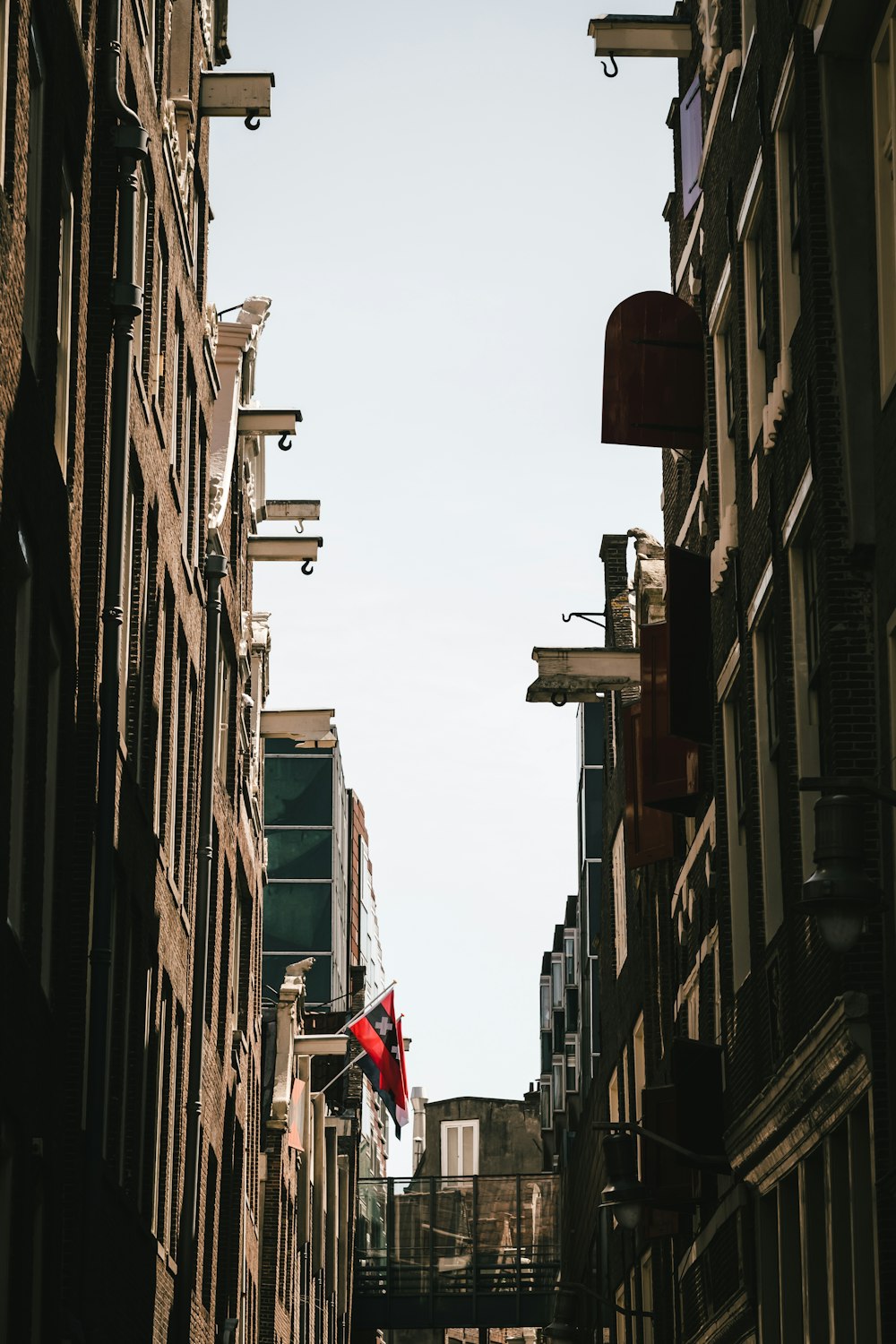 red and white cars on road between high rise buildings during daytime