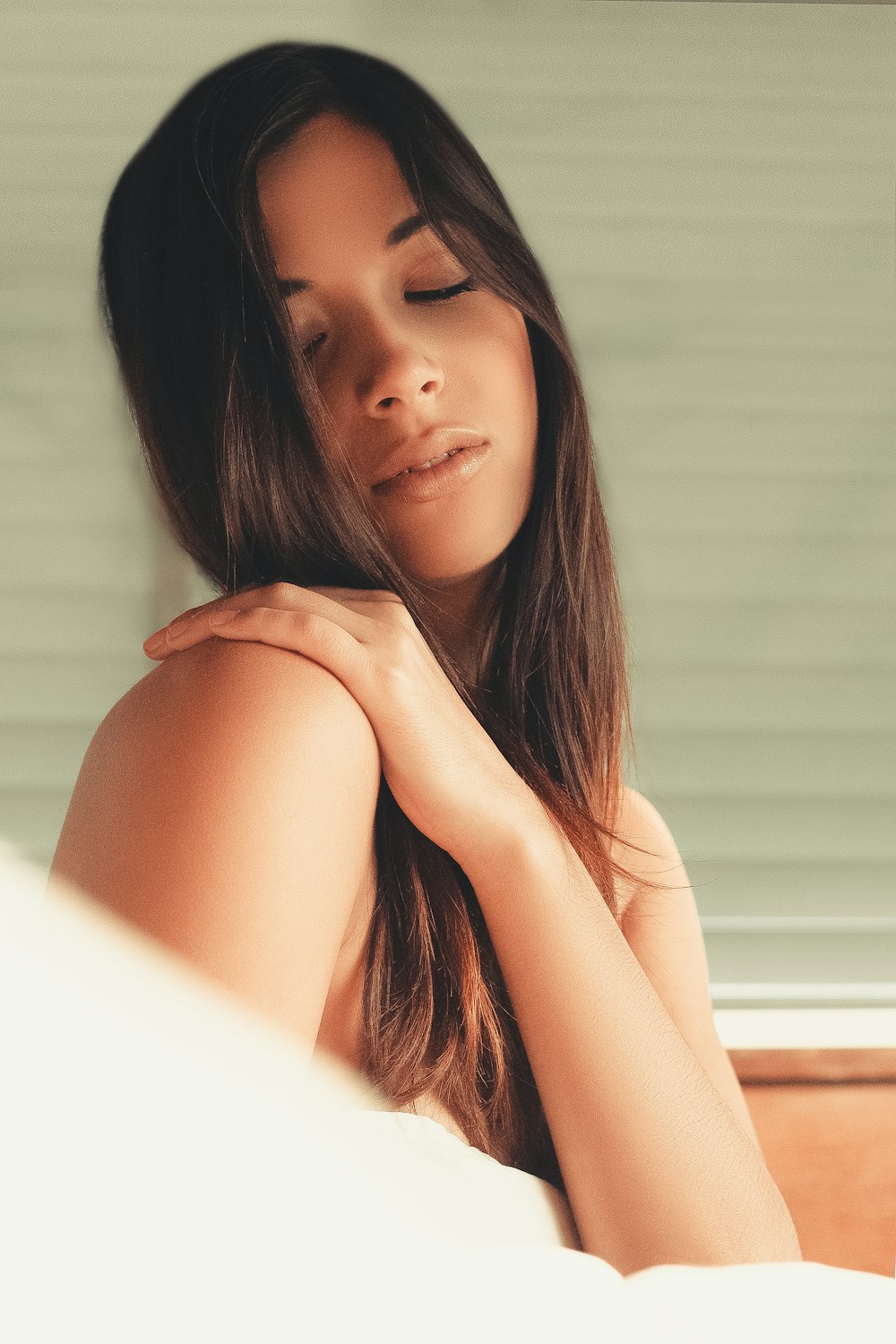 woman in white tank top