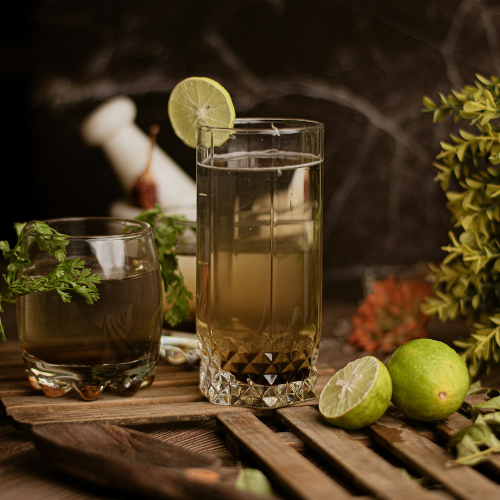 clear drinking glass with lemon juice