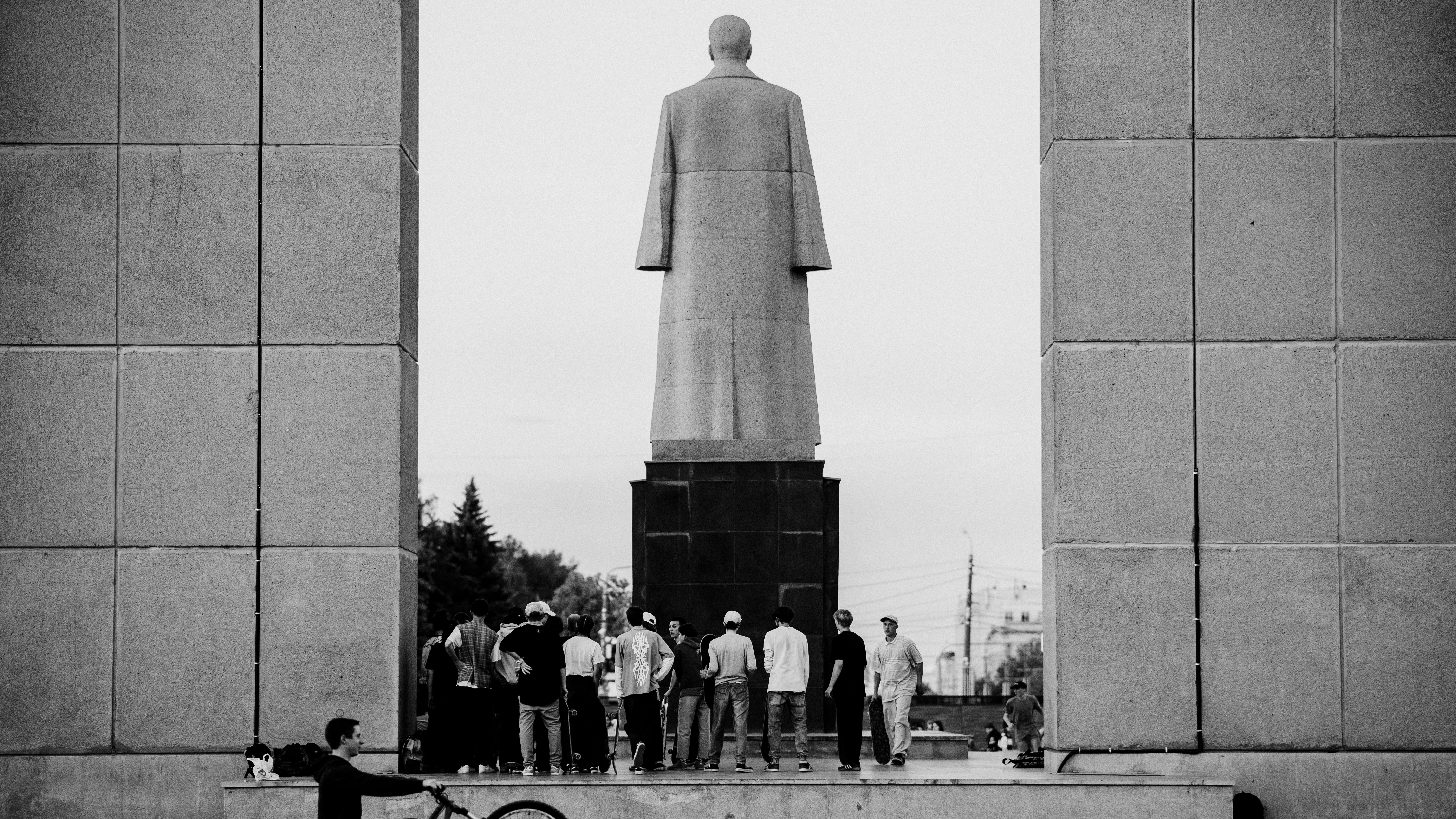 grayscale photo of people walking on street