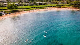 parasailing Maui over a beach