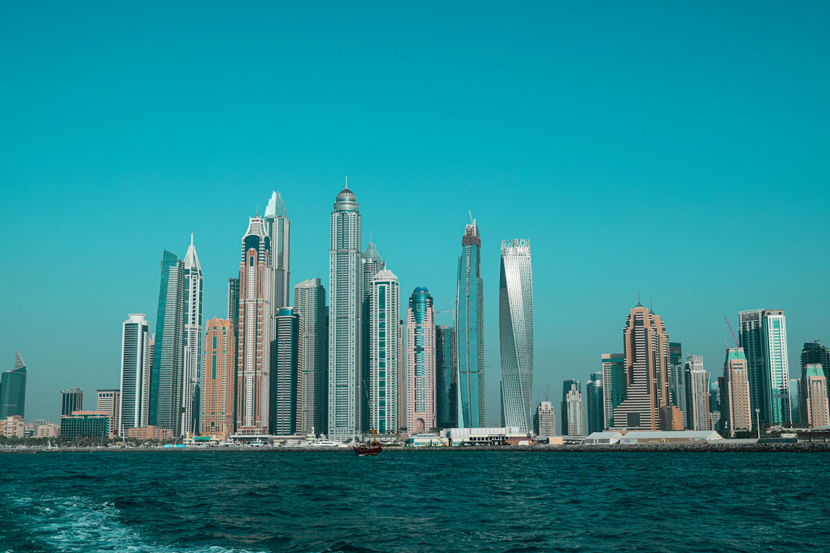 Modern skyscrapers at Dubai Marina in the UAE